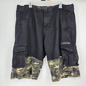 Coogi Cargo Shorts Mens 40 Black Camouflage Y2K Streetwear Hip Hop Vintage